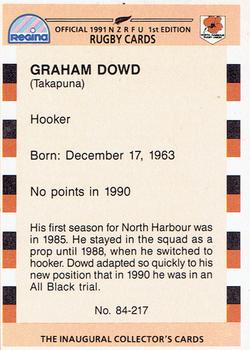 1991 Regina NZRFU 1st Edition #84 Graham Dowd Back